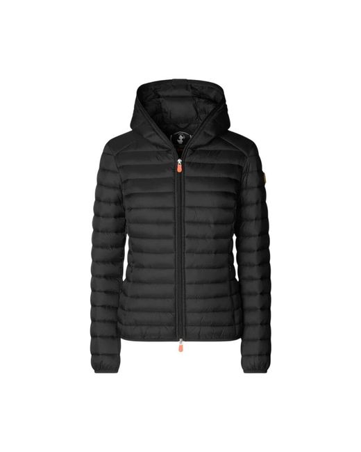 Save The Duck Black Schwarze gesteppte kapuzen-daunenjacke