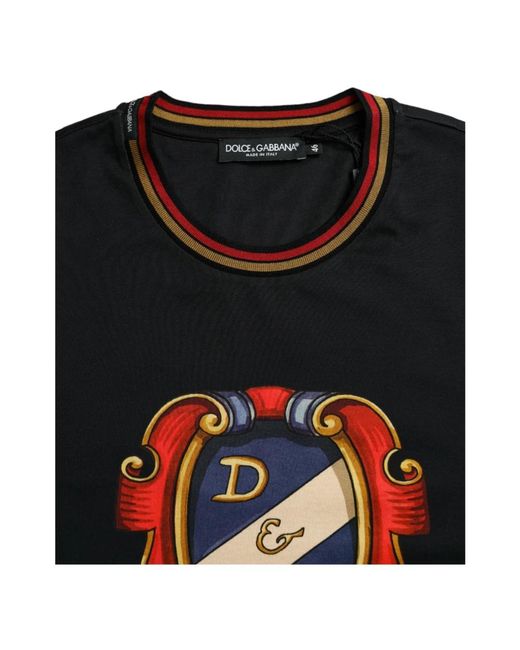 Dolce & Gabbana Schwarzes logo print crew neck t-shirt in Black für Herren