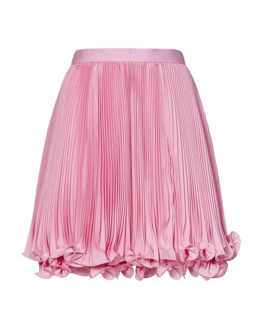 Balmain Pink Pleated Ruffled Mini Skirt