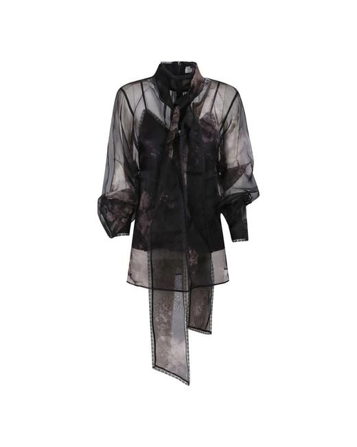 Zimmermann Overhemden ,Zwart ,Zwarte Blouse Met Hoge Hals En Pofmouwen in het Black