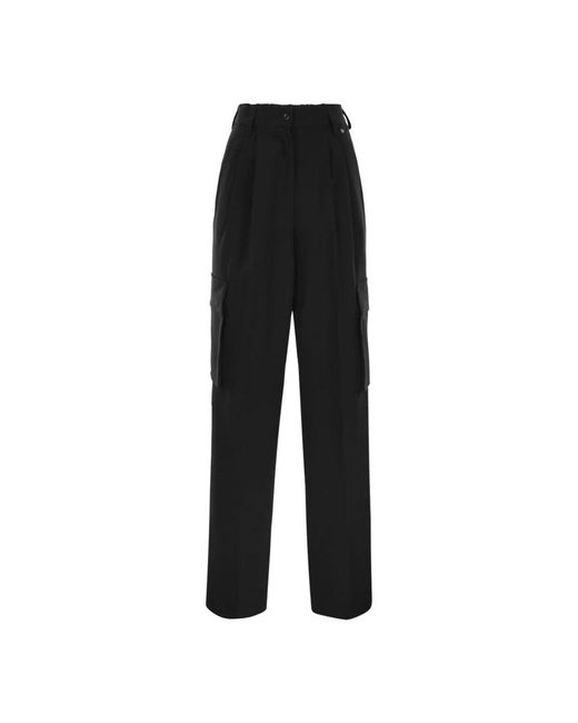 Herno Broeken ,Zwart ,Katoen Wijde Cargo Broek in het Black