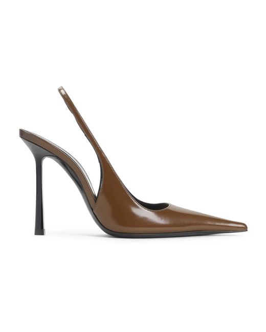Saint Laurent Bruin Kalfsleer Slingback Pumps in het Brown
