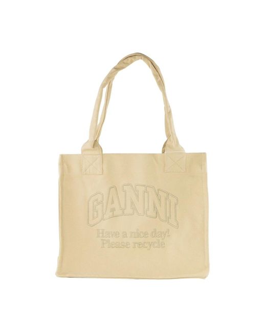 Ganni Natural Tote Bags