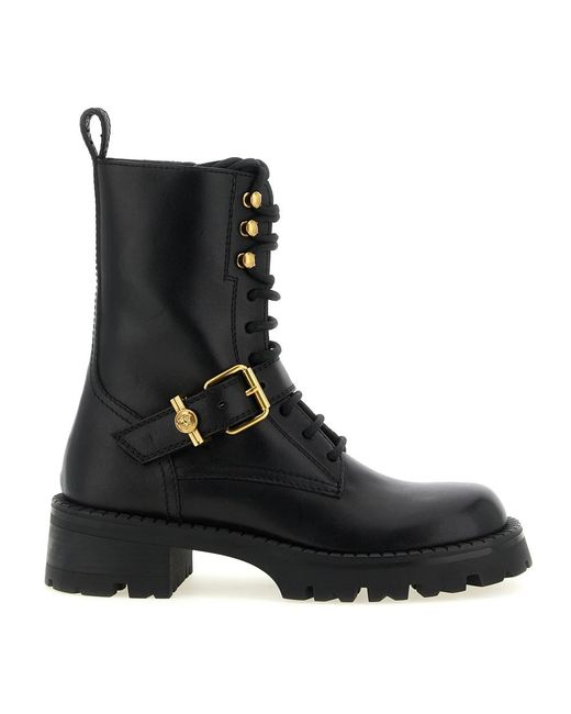 Versace Black Lace-Up Boots