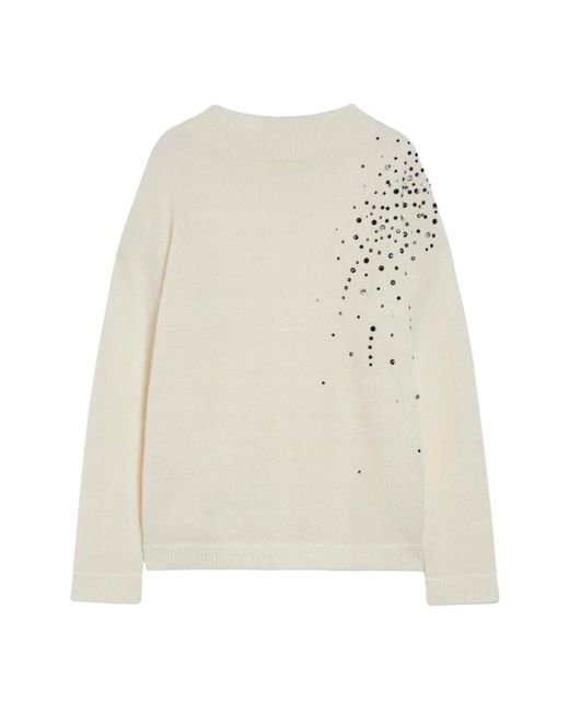 Pennyblack Truien & Vesten ,Wit ,Wol Oversized Trui Met Strass in het White