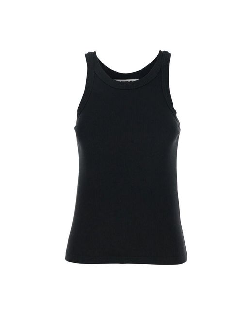 Grifoni Black Schwarzes Ärmelloses Crewneck-Top Aus Baumwollstretch