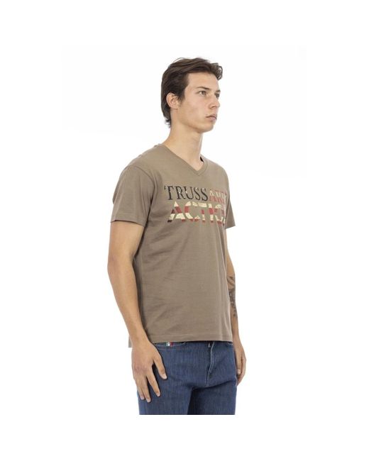 Trussardi Kurzarm v-ausschnitt t-shirt in Gray für Herren