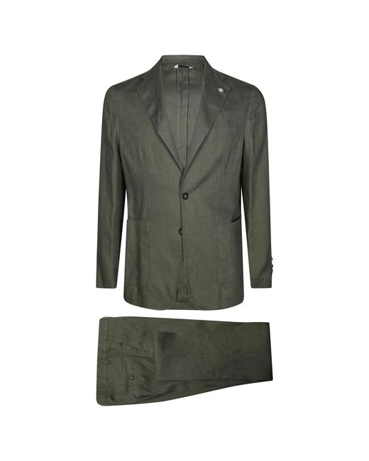 Manuel Ritz Green Single Breasted Suits for men