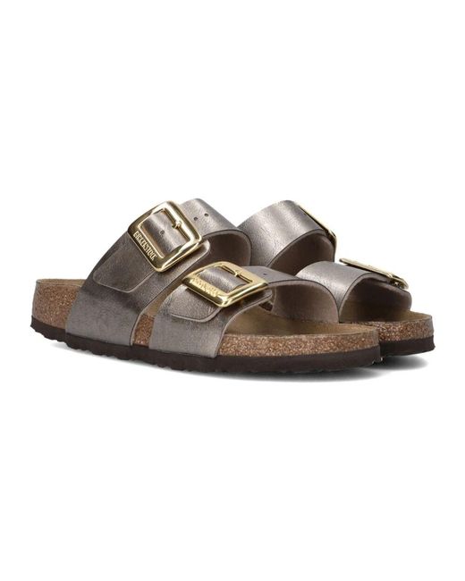 Birkenstock White Bronze Cushion Buckle Pantoletten