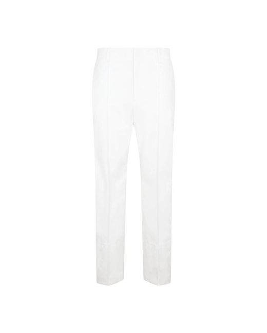 Pantalones blancos slim fit de sarga de algodón Bottega Veneta de color White