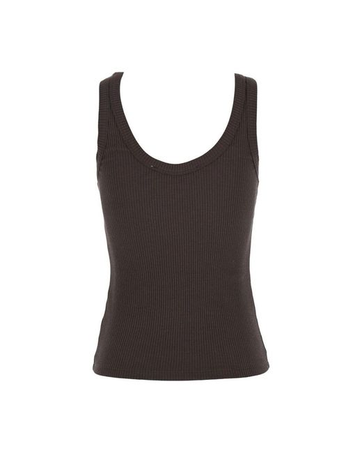 Sleeveless Tops Tela en coloris Brown