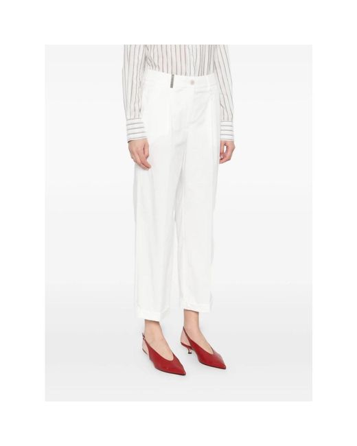 Peserico White Straight Trousers