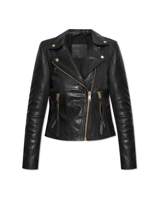 AllSaints Jassen ,Zwart ,Leer Leren Jack Dalby in het Black