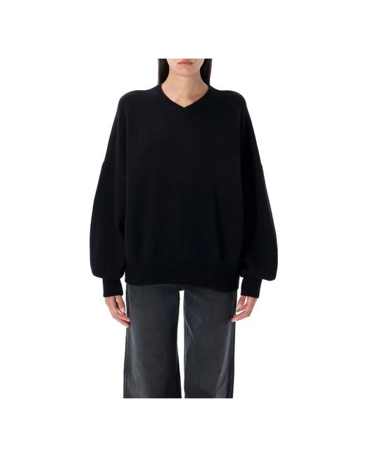 Khaite Black Schwarzer Strick V-Ausschnitt Pullover Aw25