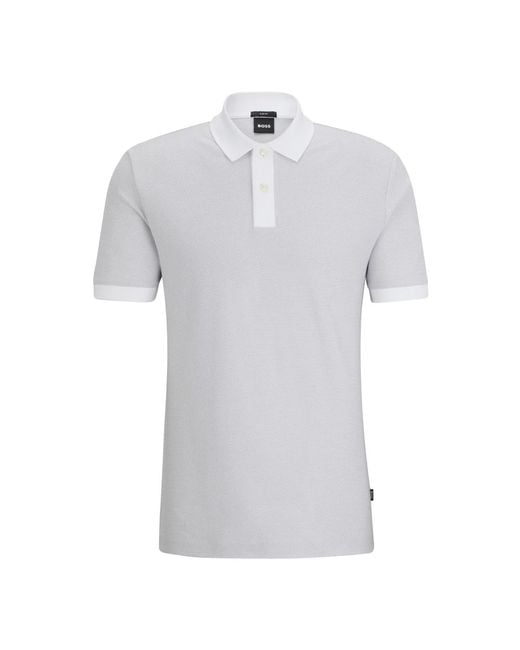 Boss Polo-shirt mit gewebter mesh-struktur in Gray für Herren