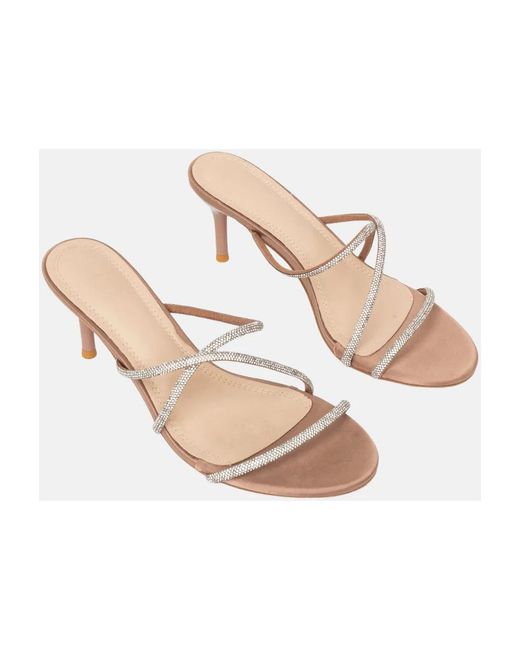 Twentyfourhaitch Metallic Heeled Mules