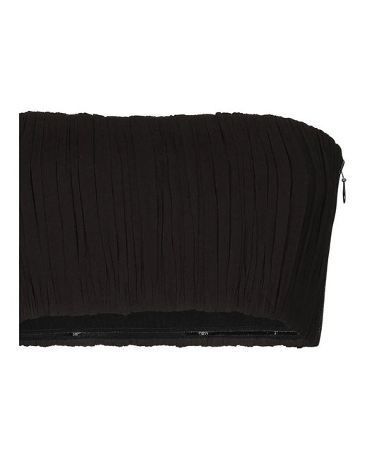 Alaïa Black Gefaltete Crêpe Georgette Bralette Top