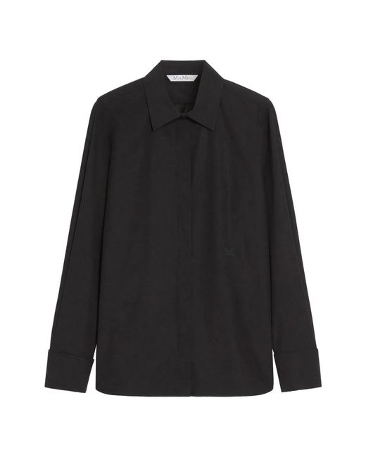 Max Mara Overhemden ,Zwart ,Monogram Geborduurd Poplin Overhemd in het Black