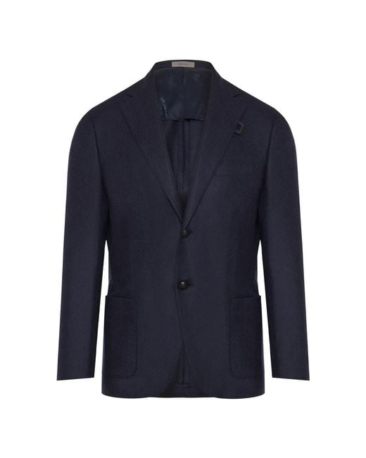 Corneliani Wol Kasjmier Jas 2 Knopen Zakken in het Blue voor heren