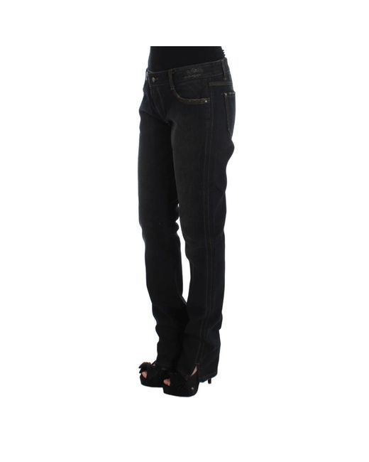 Ermanno Scervino Black Blue Wash Cotton Boyfriend Jeans