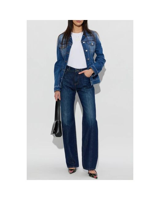 Dolce & Gabbana Jassen ,Blauw ,Denim Single-Breasted Denim Jacket in het Blue