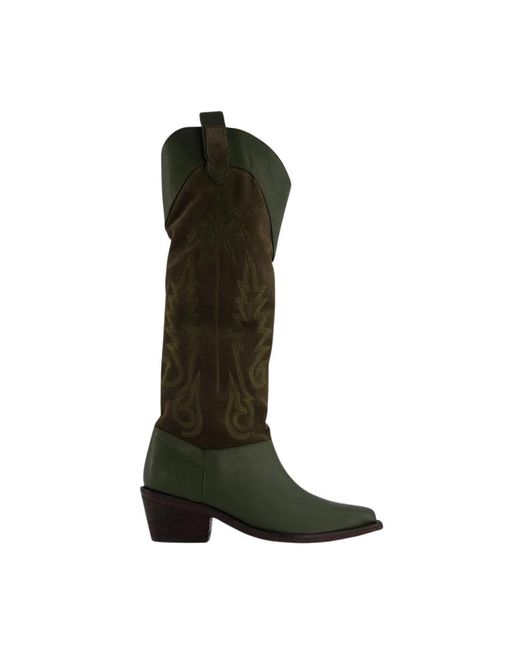 Johanna Ortiz Westerse Geborduurde Leren Laarzen in het Green