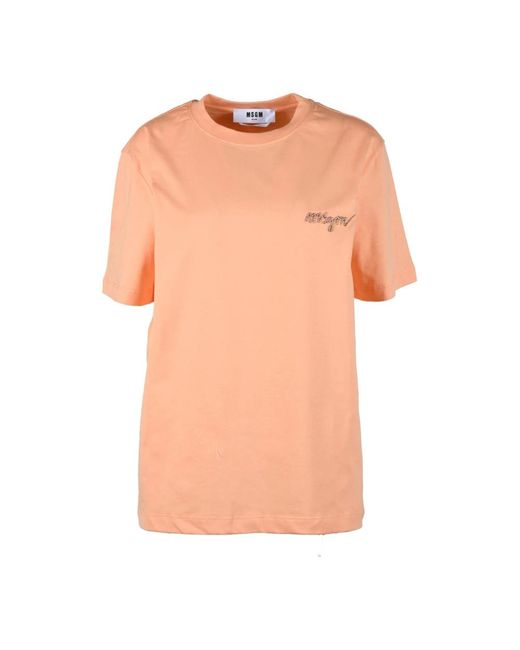T-shirt in cotone con stile unico di MSGM in Orange