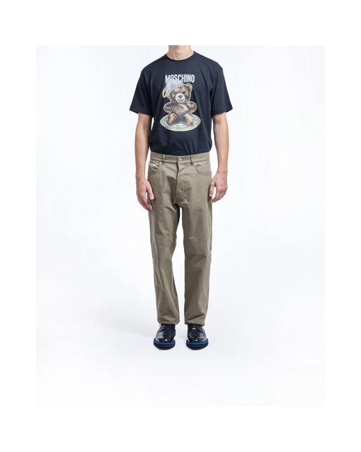 Moschino Gray Straight Trousers for men
