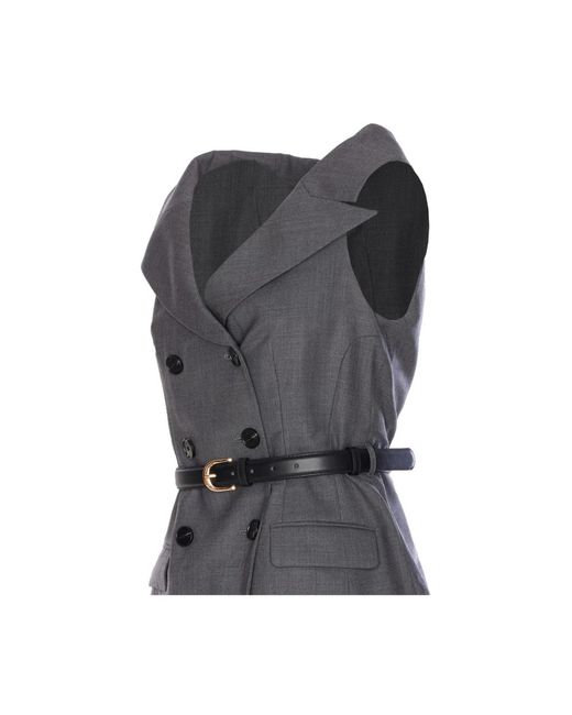 Self-Portrait Grijze Mouwloze Getailleerde Jurk Brede Kraag in het Gray