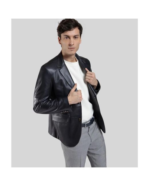 Leather Jackets Gimo's de hombre de color Blue