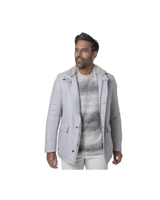 Gimo's Jassen ,Wit ,Kasjmier Grijze Cashmere Blend Flanellen Jas in het Gray voor heren