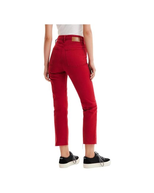 Desigual Red Cropped Jeans