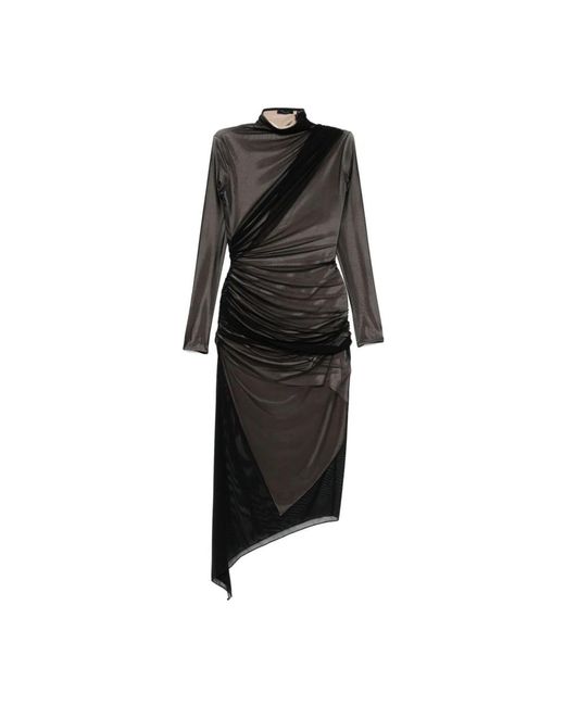 Mugler Kleedjes ,Zwart ,Asymmetrische Dubbellaagse Jurk in het Black