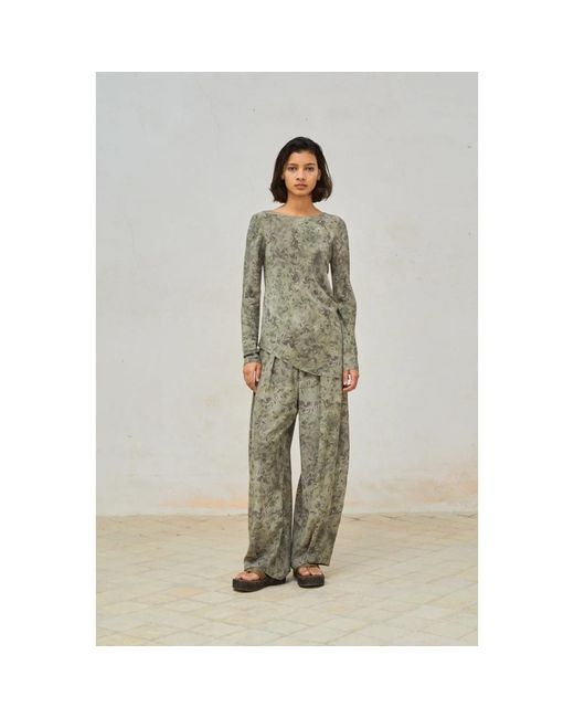 Cortana Green Seidenhose weites bein herba print