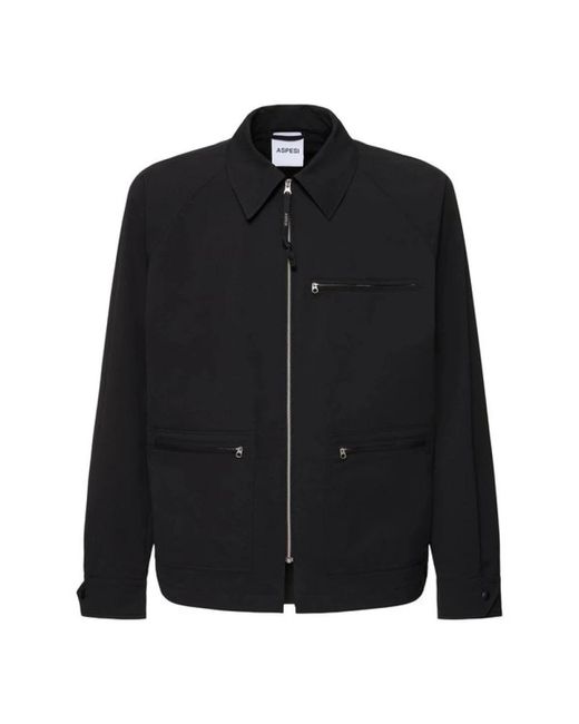 Aspesi Zwarte Taharu Technische Twill Jas in het Black voor heren