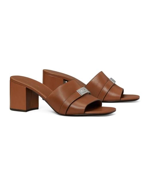 Tory Burch Brown Heeled Mules