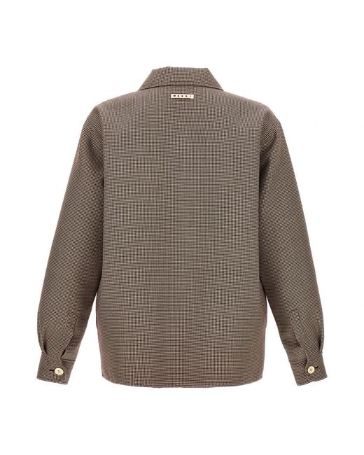 Marni Micro Hahnentritt Wolljacke in Gray für Herren