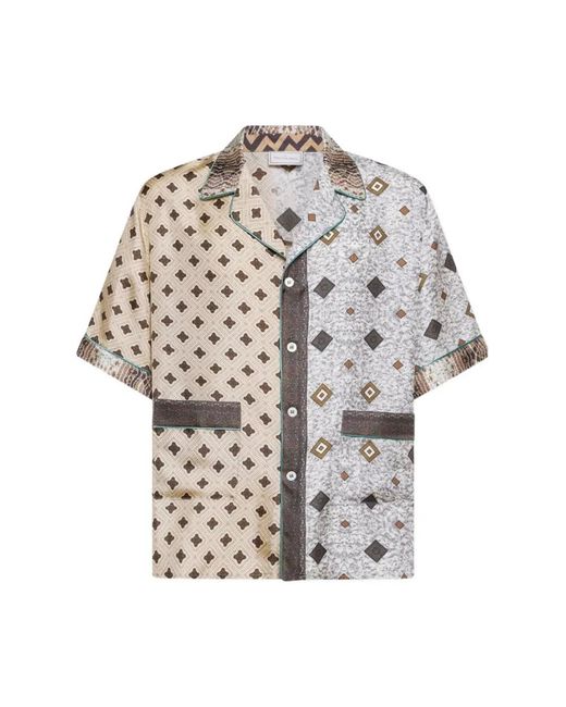 Pierre Louis Mascia Gray Short Sleeve Shirts for men