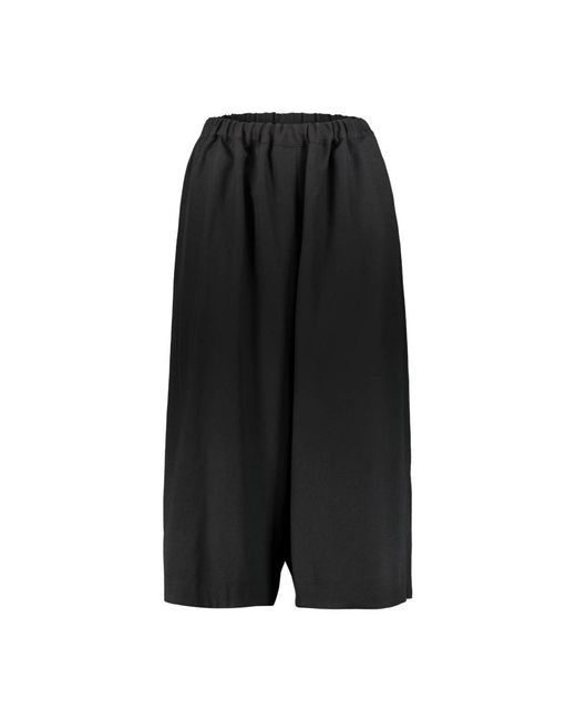 Pantalones negros de lana de pierna ancha con cordón Comme des Garçons de color Black