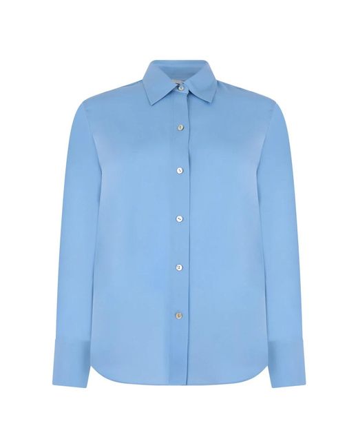 Vince Overhemden ,Blauw ,Spandex Zijden Overhemd Met Lange Mouwen in het Blue