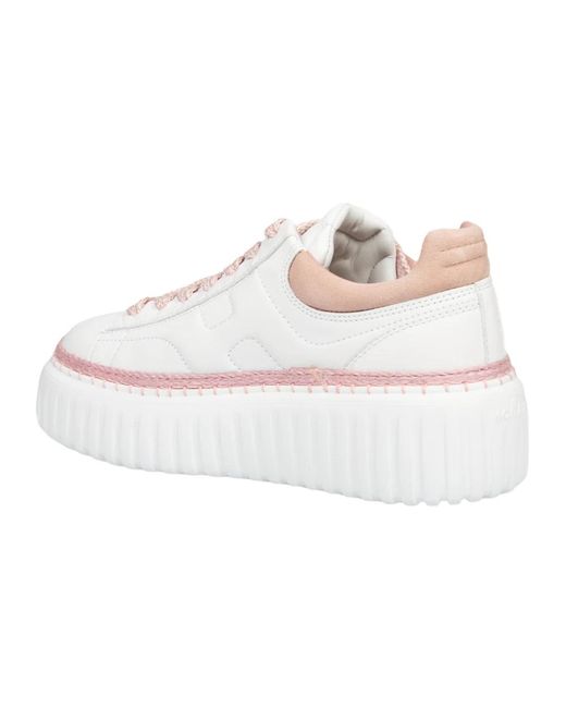Hogan White Weiße sneakers mit rosa profilen