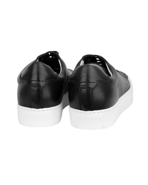 Doucal's Schoenen ,Blauw ,Leer Minimalistisch Design Zwarte Leren Sneakers in het Blue voor heren