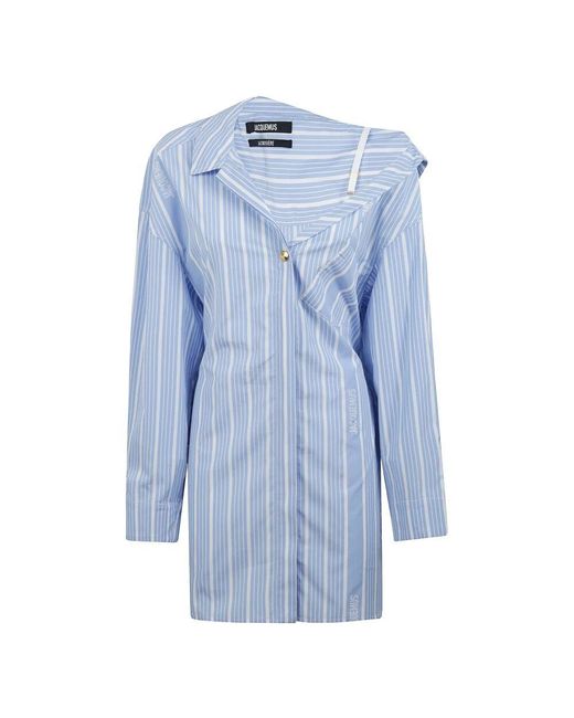 Jacquemus Blue Gestreiftes Kleid Mit Einzigartigem Muster