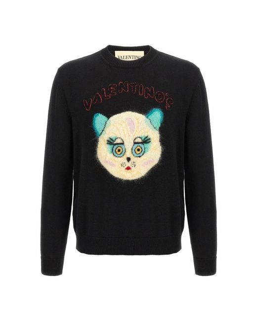 Valentino Garavani Black Round-Neck Knitwear for men