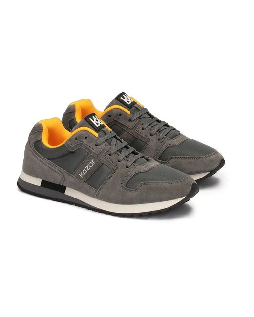 Kazar Graue Wildledersneaker Mit Gelben Elementen in Black für Herren