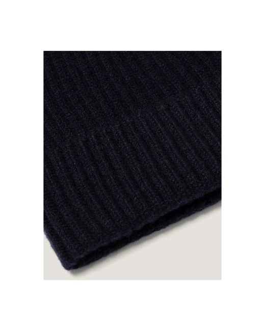 Sunspel Accessoires ,Blauw ,Kasjmier Cashmere Geribbelde Muts in het Blue voor heren
