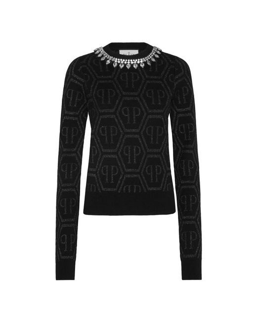 Philipp Plein Black Roundneck Monogram