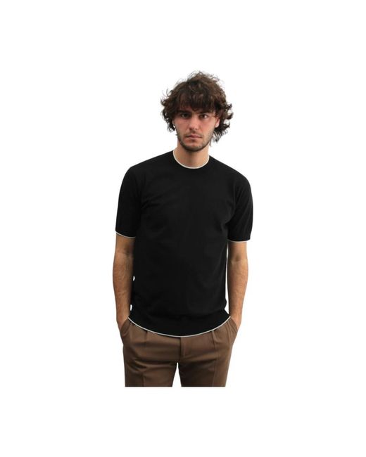 Paolo Pecora Schwarzes rundhals-t-shirt in Black für Herren