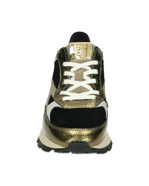 Floris Van Bommel Schoenen ,Veelkleurig ,Leer Gouden Sportieve Lage Sneakers Blokki 04.00 in het Black