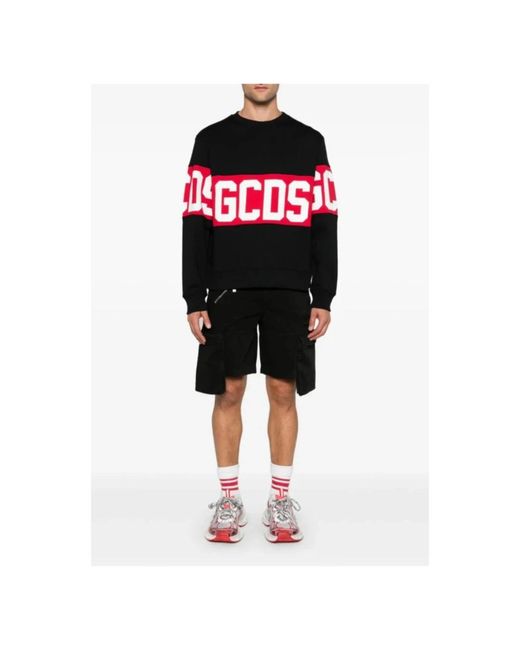 Gcds Hoodies & Sweatvesten ,Zwart ,Katoen Band Logo Crewneck in het Black voor heren